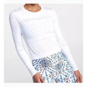 Women's Calia Pointelle Seamless Long Sleeve Shirt White L/XL